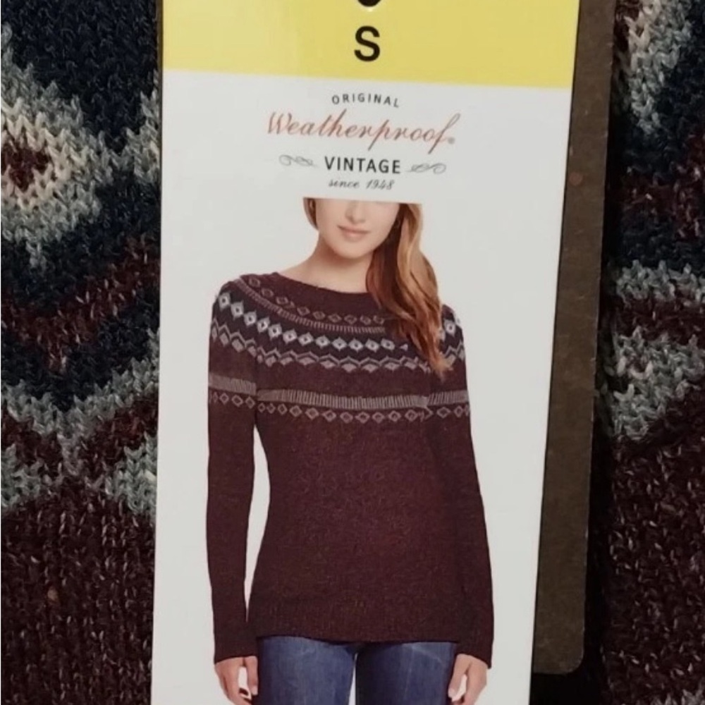 Weatherproof Maroon And Gray Patterned Sweater - image 2